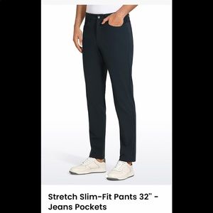 Crz Yoga, Men’s Golf Pants, Stretch Slim-Fit Pants, 5 Pocket, 34x32, Color Navy